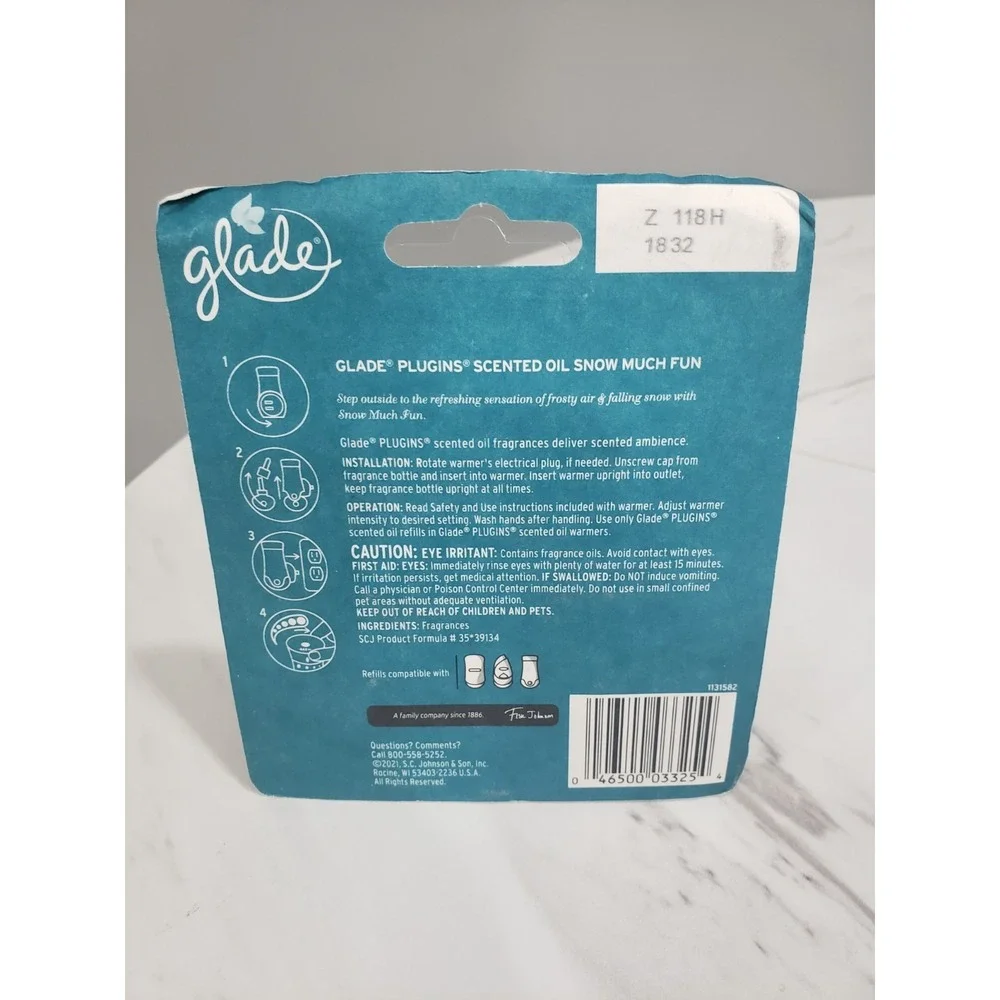 Glade Plug In‎ Refills Scented Snow Much Fun Air Freshener 2 Count Limited Ed